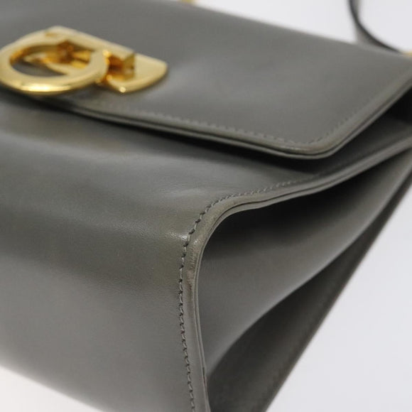 Salvatore Ferragamo Shoulder Bag Leather Gray Gold Auth BD2145