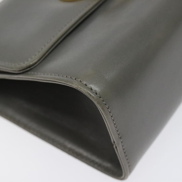 Salvatore Ferragamo Shoulder Bag Leather Gray Gold Auth BD2145