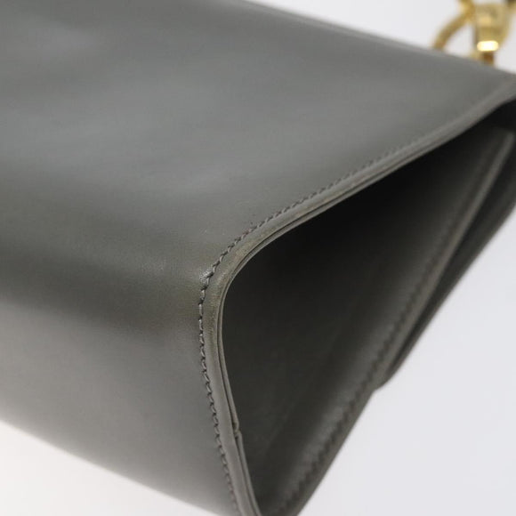 Salvatore Ferragamo Shoulder Bag Leather Gray Gold Auth BD2145