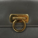 Salvatore Ferragamo Shoulder Bag Leather Gray Gold Auth BD2145-14