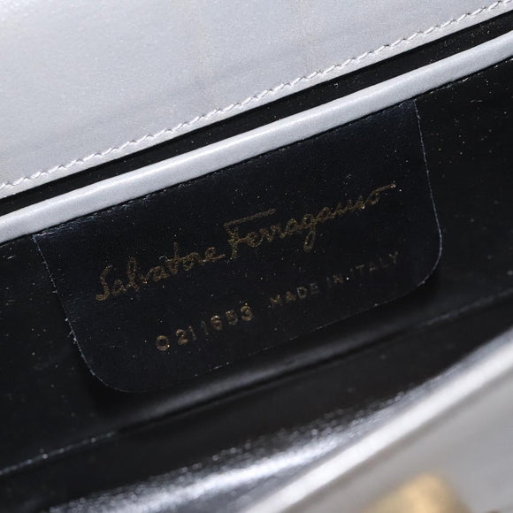 Salvatore Ferragamo Shoulder Bag Leather Gray Gold Auth BD2145