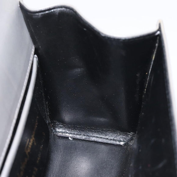 Salvatore Ferragamo Shoulder Bag Leather Gray Gold Auth BD2145