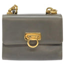 Salvatore Ferragamo Shoulder Bag Leather Gray Gold Auth BD2145-2