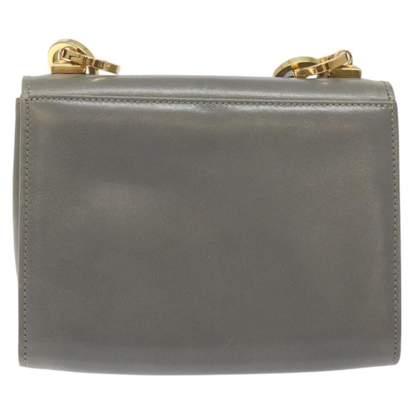 Salvatore Ferragamo Shoulder Bag Leather Gray Gold Auth BD2145