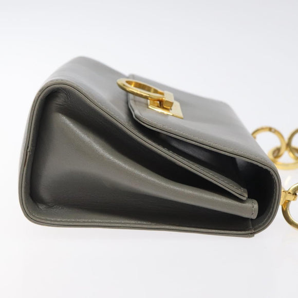 Salvatore Ferragamo Shoulder Bag Leather Gray Gold Auth BD2145