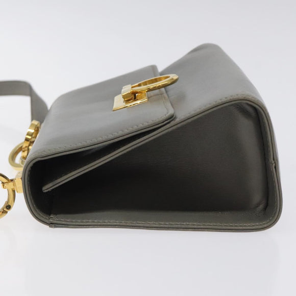 Salvatore Ferragamo Shoulder Bag Leather Gray Gold Auth BD2145