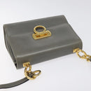 Salvatore Ferragamo Shoulder Bag Leather Gray Gold Auth BD2145-6