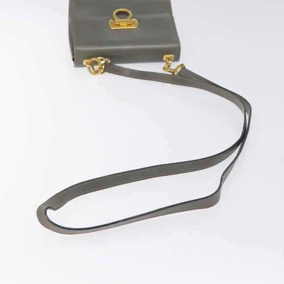 Salvatore Ferragamo Shoulder Bag Leather Gray Gold Auth BD2145