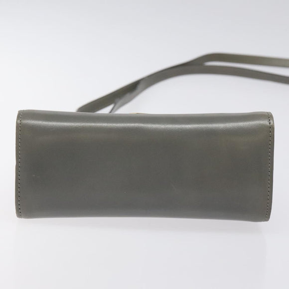 Salvatore Ferragamo Shoulder Bag Leather Gray Gold Auth BD2145