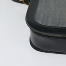 CELINE Shoulder Bag Leather Canvas Navy Gold Auth BD2149-15