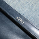 CELINE Shoulder Bag Leather Canvas Navy Gold Auth BD2149-18