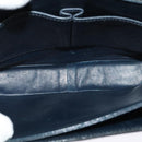 CELINE Shoulder Bag Leather Canvas Navy Gold Auth BD2149-11