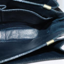 CELINE Shoulder Bag Leather Canvas Navy Gold Auth BD2149-19