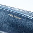 CELINE Shoulder Bag Leather Canvas Navy Gold Auth BD2149-22