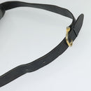 CELINE Shoulder Bag Leather Canvas Navy Gold Auth BD2149-7