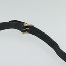 CELINE Shoulder Bag Leather Canvas Navy Gold Auth BD2149-8