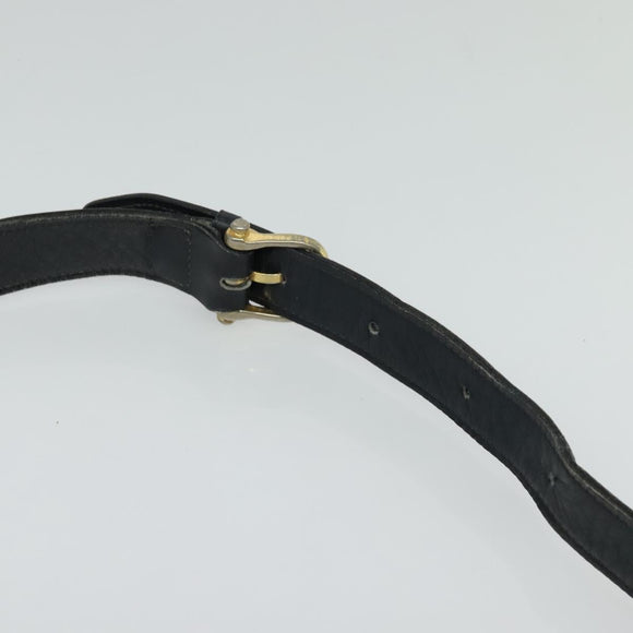 CELINE Shoulder Bag Leather Canvas Navy Gold Auth BD2149