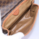 CELINE Macadam Canvas Shoulder Bag PVC Leather Brown Auth BD216-11