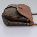 CELINE Macadam Canvas Shoulder Bag PVC Leather Brown Auth BD216-4