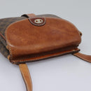 CELINE Macadam Canvas Shoulder Bag PVC Leather Brown Auth BD216-6