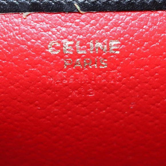 CELINE Chain Hand Pouch Suede Leather Green Gold Auth BD2160