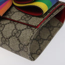 GUCCI GG Supreme Sherry Line Children Waist bag PVC Beige Red Navy Auth BD2175-10