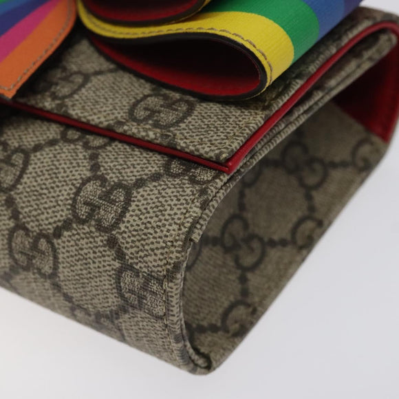 GUCCI GG Supreme Sherry Line Children Waist bag PVC Beige Red Navy Auth BD2175