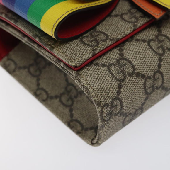 GUCCI GG Supreme Sherry Line Kinder-Gürteltasche PVC Beige Rot Marineblau Auth BD2175