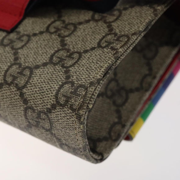 GUCCI GG Supreme Sherry Line Children Waist bag PVC Beige Red Navy Auth BD2175