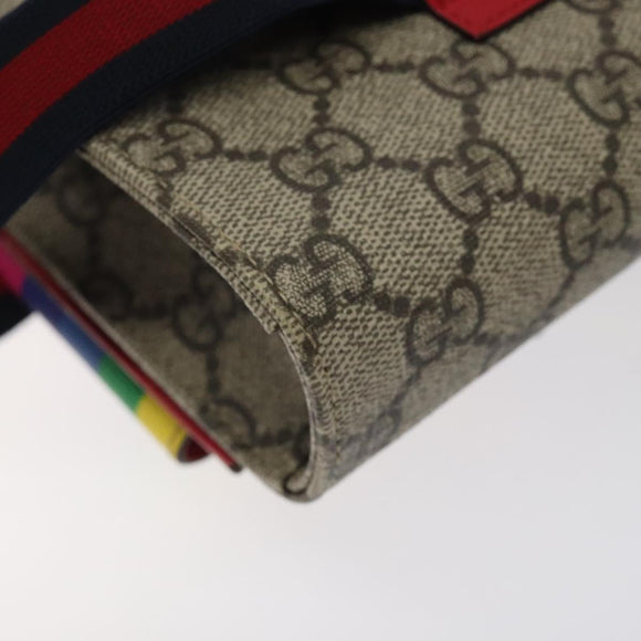 GUCCI GG Supreme Sherry Line Children Waist bag PVC Beige Red Navy Auth BD2175