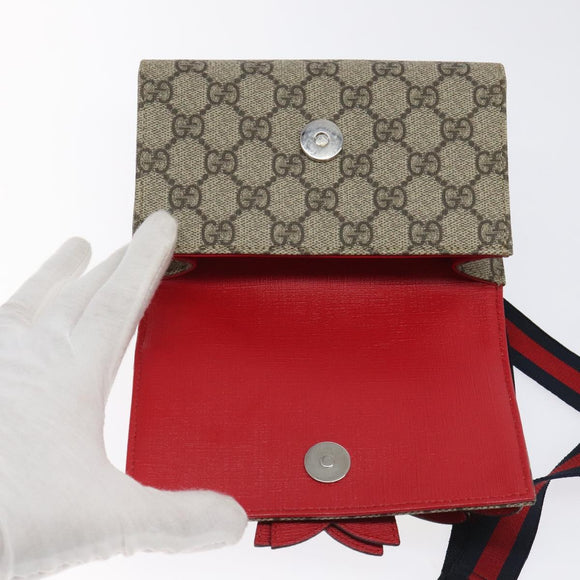 GUCCI GG Supreme Sherry Line Kinder-Gürteltasche PVC Beige Rot Marineblau Auth BD2175