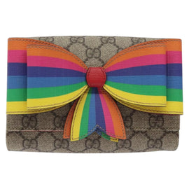 GUCCI GG Supreme Sherry Line Children Waist bag PVC Beige Red Navy Auth BD2175 - 0