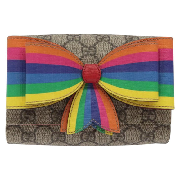 GUCCI GG Supreme Sherry Line Children Waist bag PVC Beige Red Navy Auth BD2175