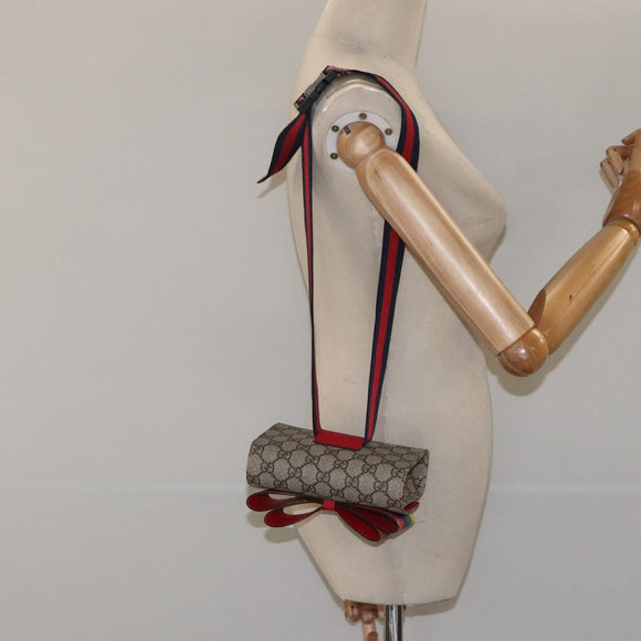 GUCCI GG Supreme Sherry Line Children Waist bag PVC Beige Red Navy Auth BD2175