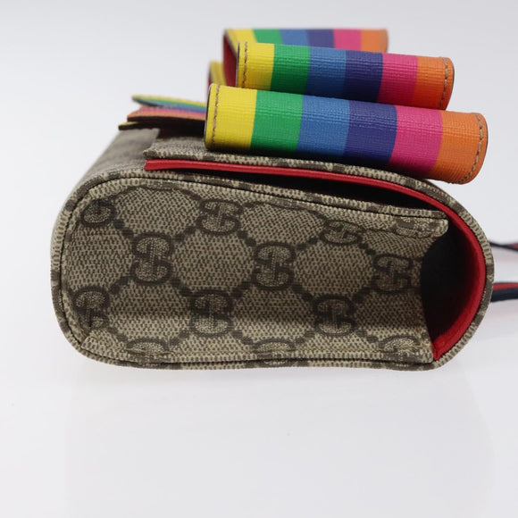 GUCCI GG Supreme Sherry Line Children Waist bag PVC Beige Red Navy Auth BD2175