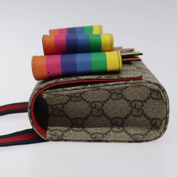 GUCCI GG Supreme Sherry Line Kinder-Gürteltasche PVC Beige Rot Marineblau Auth BD2175