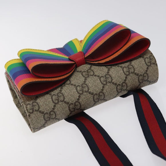 GUCCI GG Supreme Sherry Line Kinder-Gürteltasche PVC Beige Rot Marineblau Auth BD2175