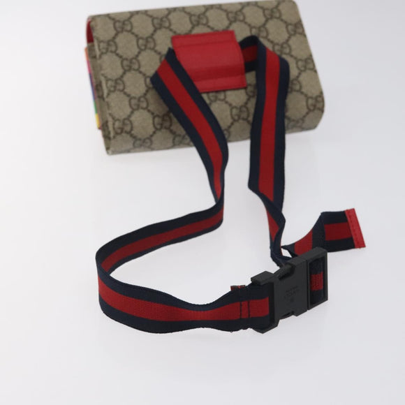 GUCCI GG Supreme Sherry Line Children Waist bag PVC Beige Red Navy Auth BD2175