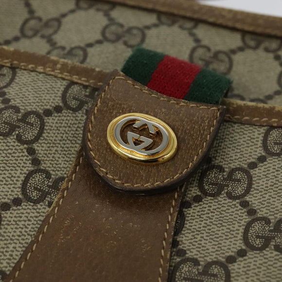 GUCCI GG Supreme Web Sherry Line Shoulder Bag PVC Beige 56 02 032 Auth BD2176