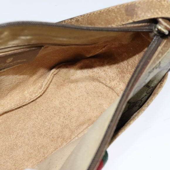 GUCCI GG Supreme Web Sherry Line Shoulder Bag PVC Beige 56 02 032 Auth BD2176