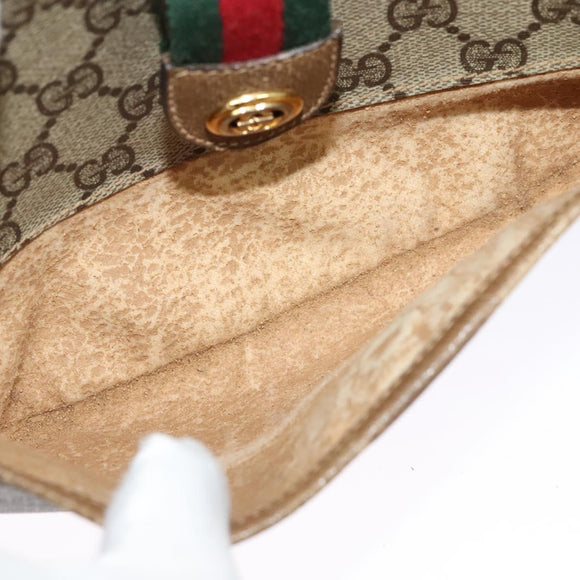 GUCCI GG Supreme Web Sherry Line Shoulder Bag PVC Beige 56 02 032 Auth BD2176