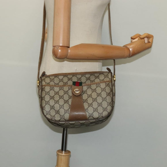 GUCCI GG Supreme Web Sherry Line Shoulder Bag PVC Beige 56 02 032 Auth BD2176