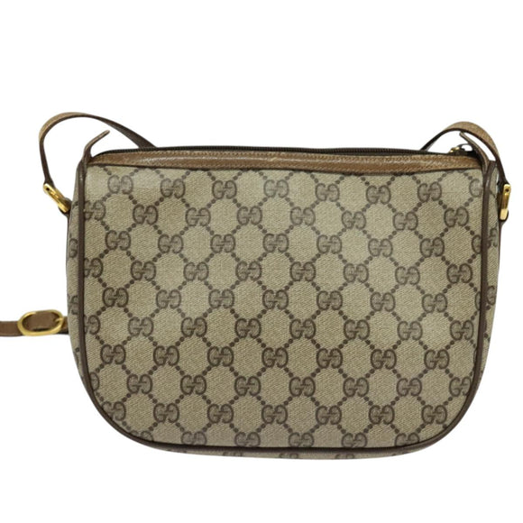 GUCCI GG Supreme Web Sherry Line Shoulder Bag PVC Beige 56 02 032 Auth BD2176