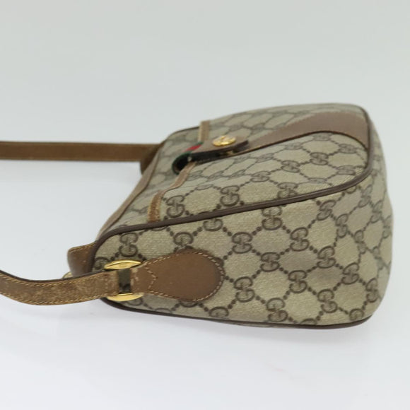 GUCCI GG Supreme Web Sherry Line Shoulder Bag PVC Beige 56 02 032 Auth BD2176