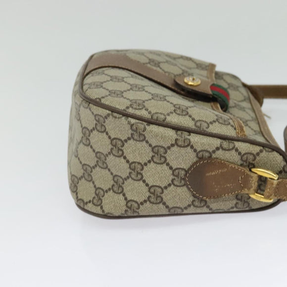 GUCCI GG Supreme Web Sherry Line Shoulder Bag PVC Beige 56 02 032 Auth BD2176