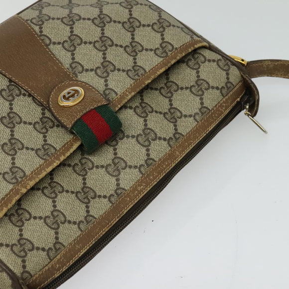 GUCCI GG Supreme Web Sherry Line Shoulder Bag PVC Beige 56 02 032 Auth BD2176