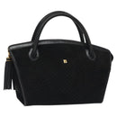 BALLY Quilted Hand Bag Leather Black Gold Auth BD2177-1