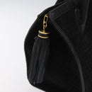 BALLY Quilted Hand Bag Leather Black Gold Auth BD2177-15