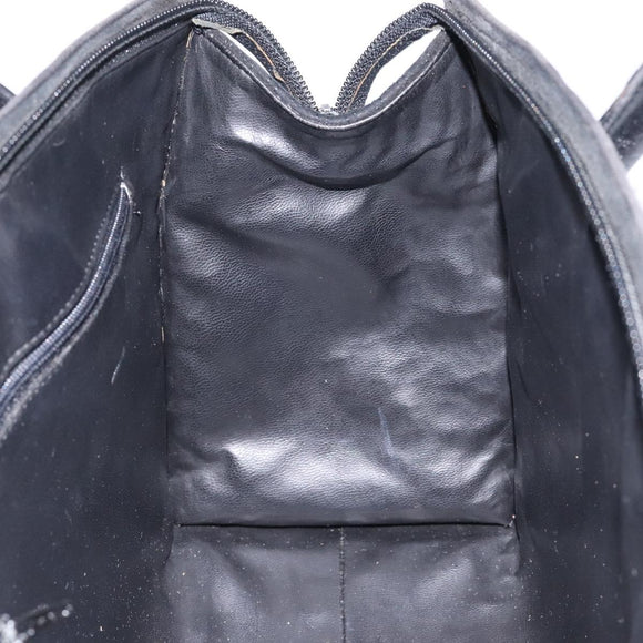 BALLY Quilted Hand Bag Leather Black Gold Auth BD2177