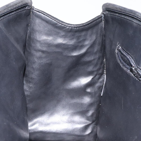 BALLY Quilted Hand Bag Leather Black Gold Auth BD2177